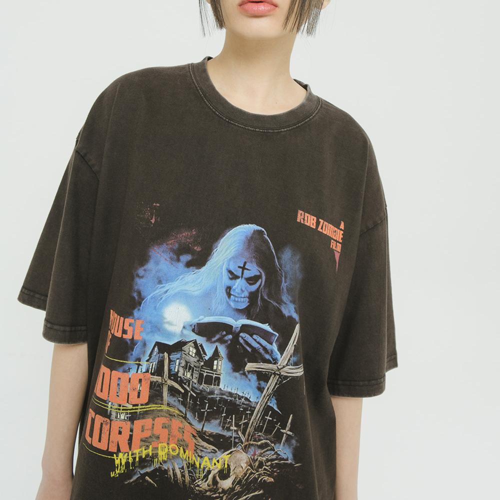 VINTAGE WASHING CEMETARY T-shirts BLACK